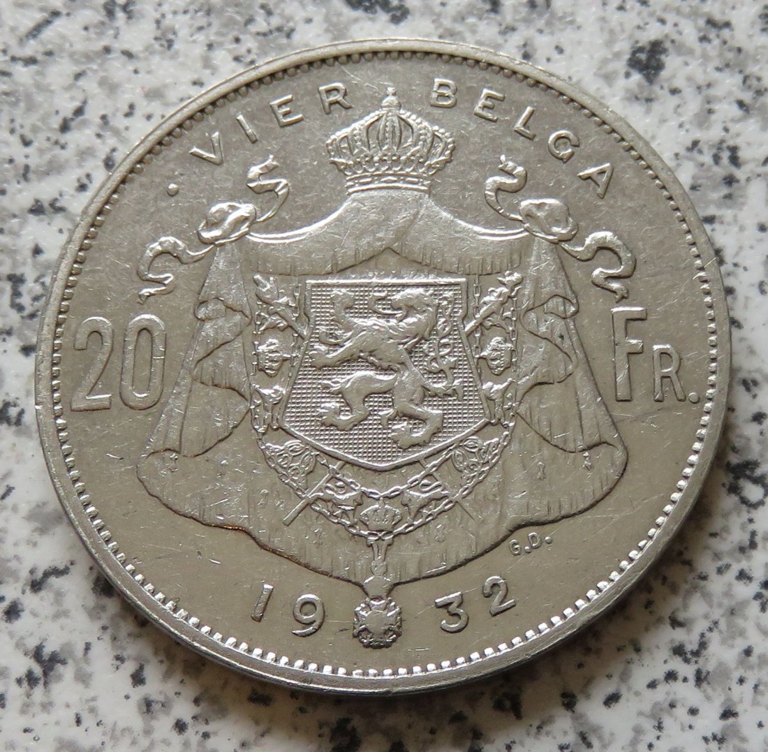  Belgien 20 Francs - 20 Frank / Belgien 4 Belgas, flämisch   