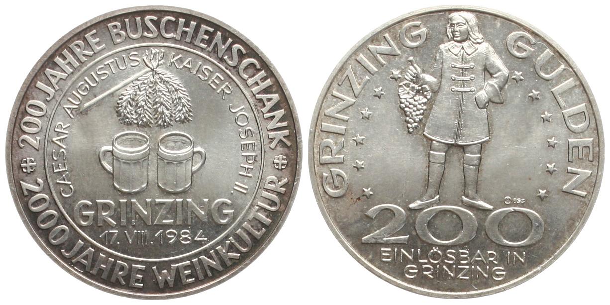  Österreich: 1 Grinzinggulden 1984 auf 2000 Jahre Weinkultur, SELTEN!   