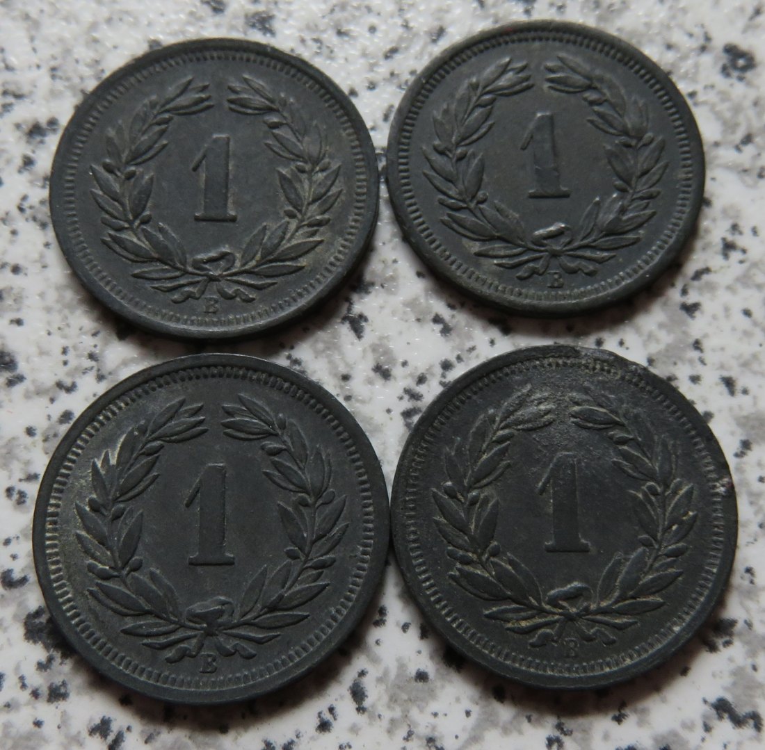  Schweiz 1 Rappen 1942, 1943, 1944 und 1946   