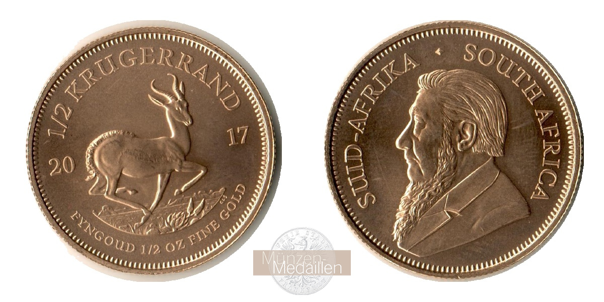 Süd Afrika, Republik seit 1961. MM-Frankfurt Feingold: 15.55g 1/2 Krügerrand 2017 