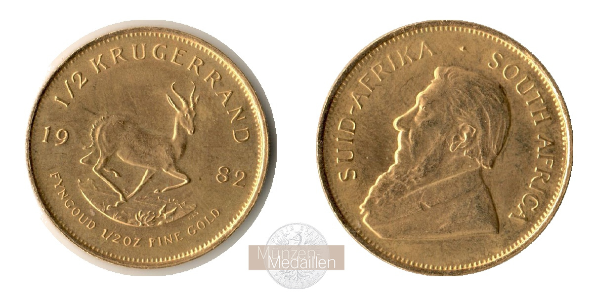 Süd Afrika MM-Frankfurt Feingold: 15,5g 1/2 Unze Krügerrand 1982 