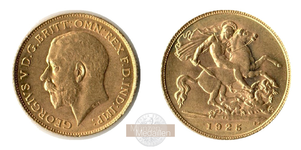  Südafrika 1/2 Sovereign George V 1925 (1923-26) SA MM-Frankfurt KM#20 Feingold: 3,658g   