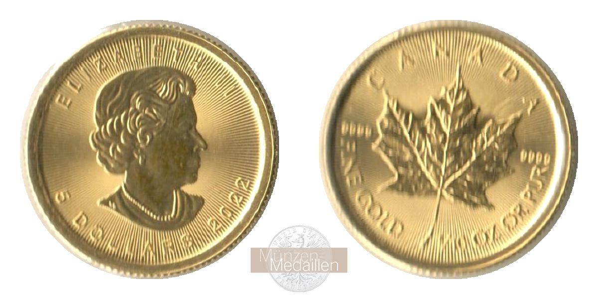 Kanada 5 Dollar MM-Frankfurt Feingold: 3,11g Maple Leaf 2022 