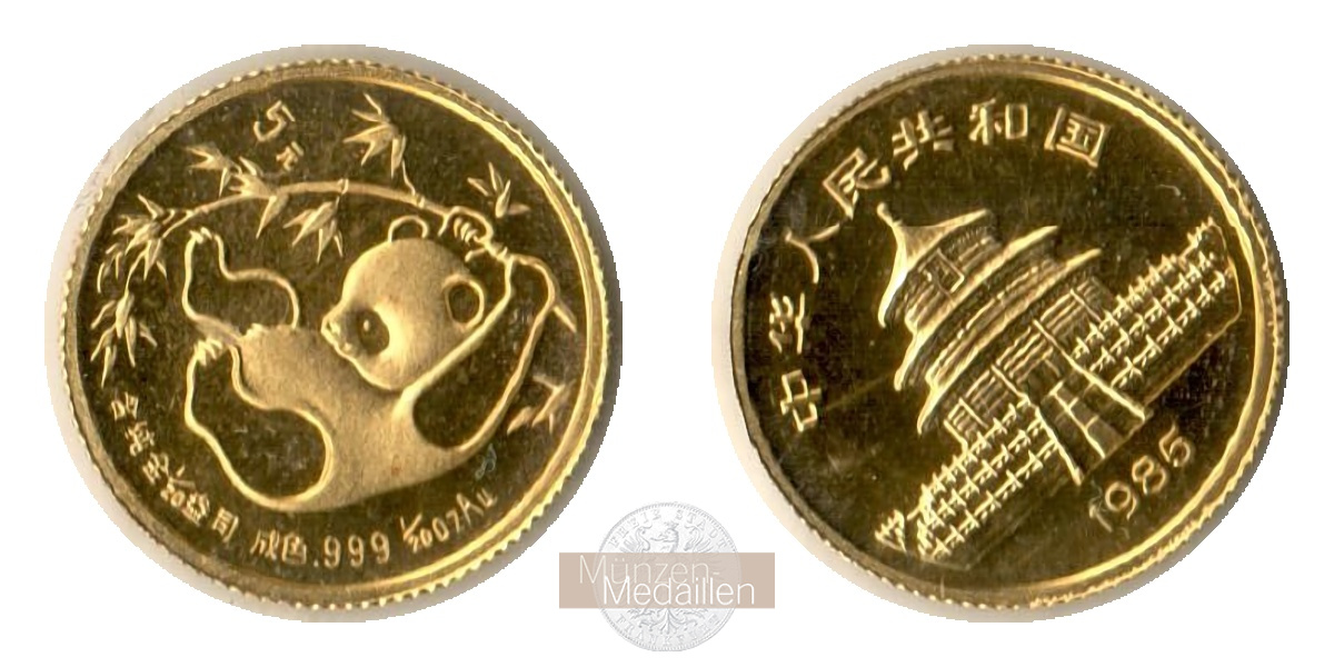 China MM-Frankfurt Feingold 1,55g 5 Yuan (Panda) 1985 