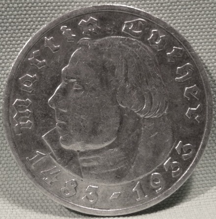  3. Reich, 5 RM 1933 A, Luther   
