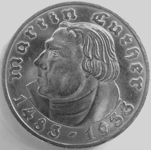 3. Reich, 5 RM 1933 D, Luther   