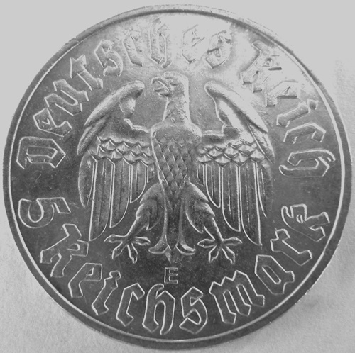  3. Reich, 5 RM 1933 E, Luther   