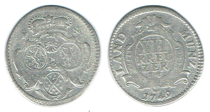  SZAIVERT ALTDEUTSCHLAND NASSAU WEILBURG FÜRSTENTUM KARL AUGUST XII KREUZER 1749 EC   