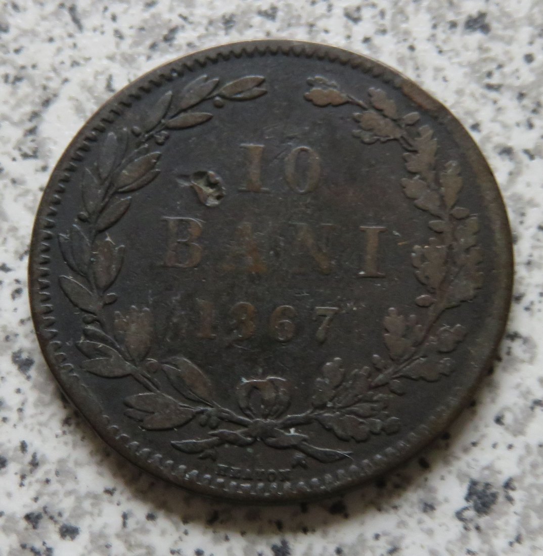  Rumänien 10 Bani 1867 Heaton   