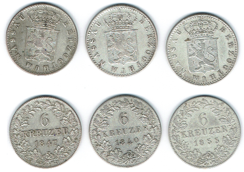  SZAIVERT ALTDEUTSCHLAND NASSAU HERZOGTUM ADOLF 6 KREUZER   