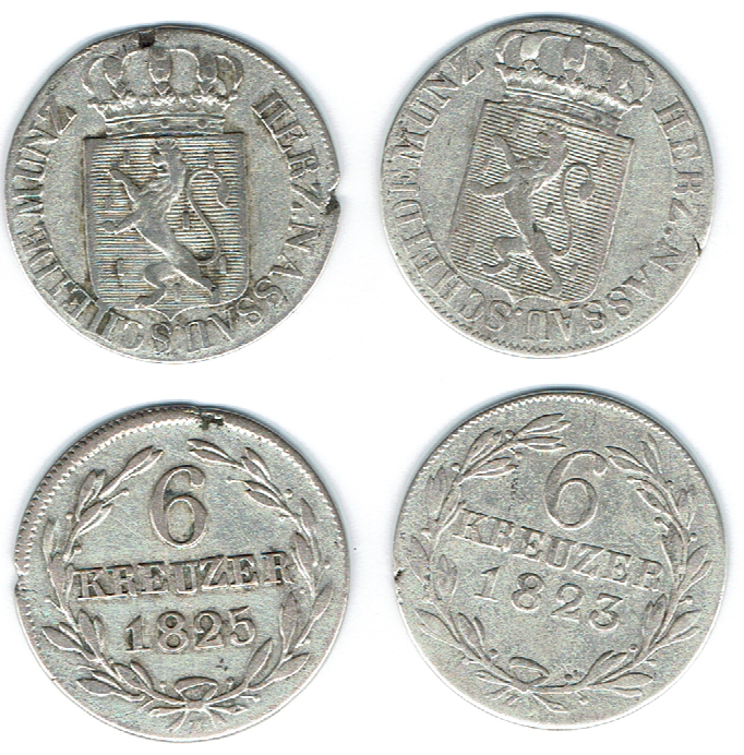 SZAIVERT ALTDEUTSCHLAND NASSAU HERZOGTUM WILHELM 6 KREUZER   
