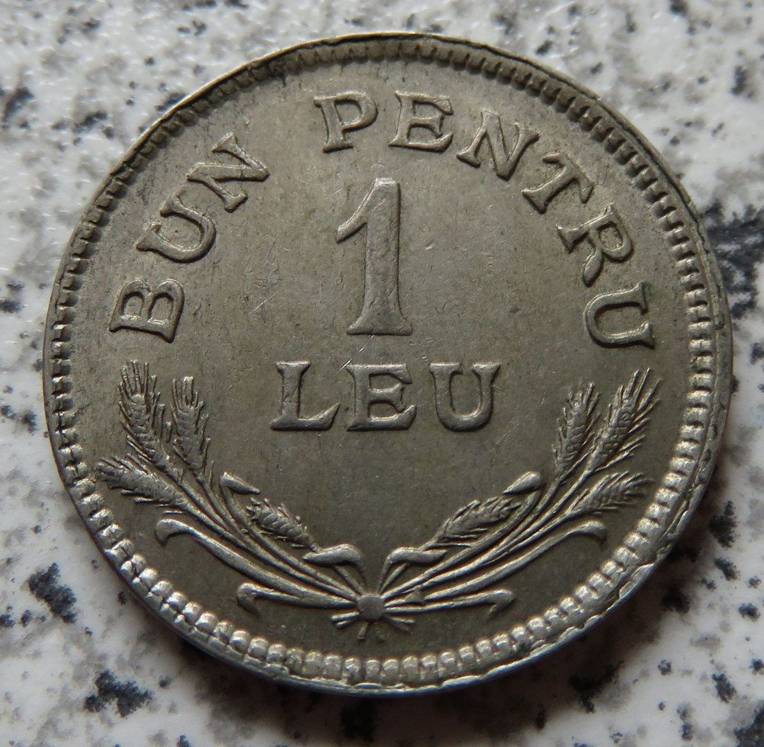  Rumänien 1 Leu 1924, Brüssel (kein Münzzeichen)   