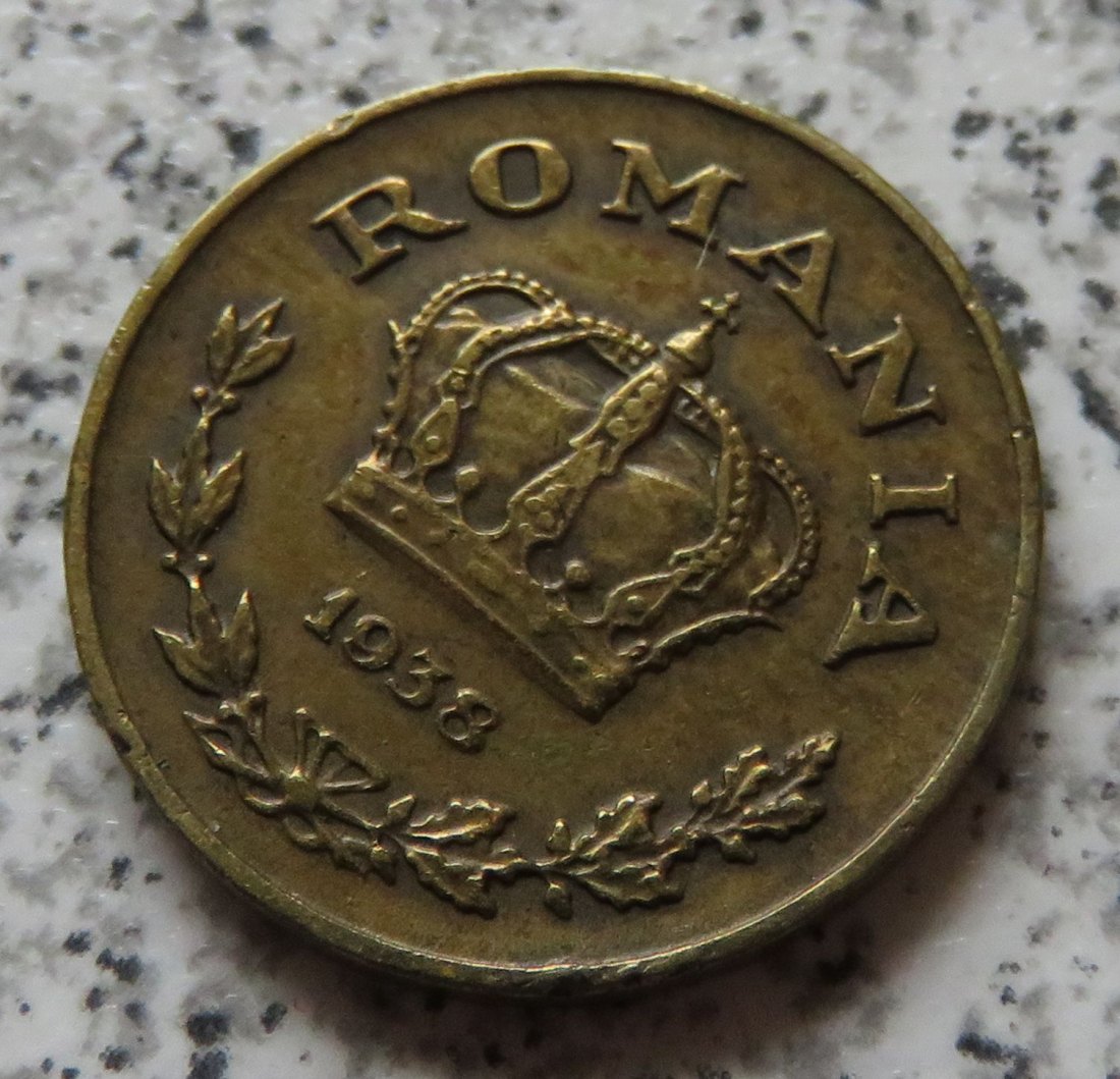  Rumänien 1 Leu 1938, Stempeldrehung siehe Bild   
