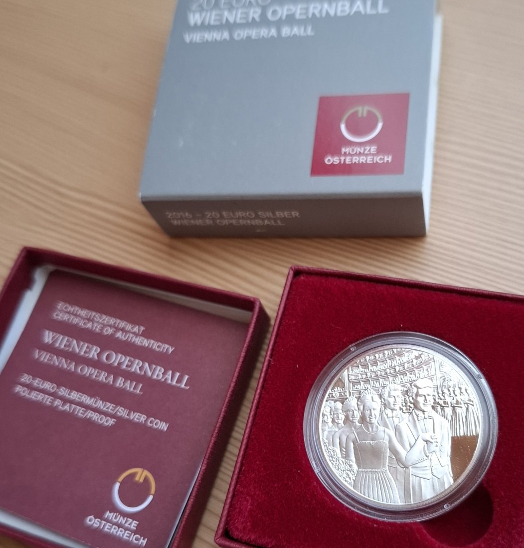 20 SILBER EURO 2016, OPERNBALL, in Original-Set der Österreich Münze, Zertifikat