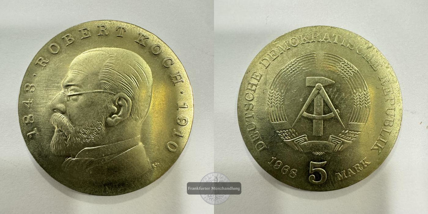  DDR 5 Mark (Robert Koch) 1968 FM-Frankfurt KM#19 CuNi: 9,7g   