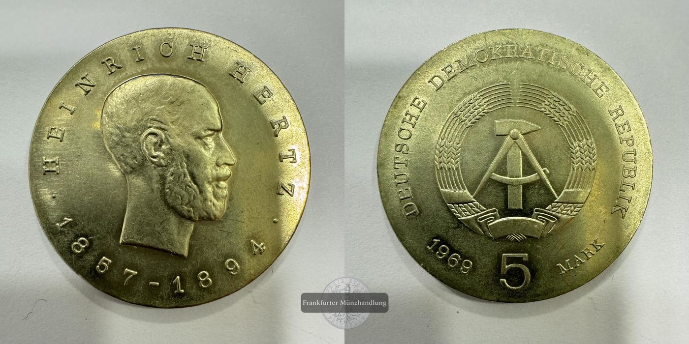  DDR 5 Mark (Heinrich Hertz) 1969 FM-Frankfurt KM#23 CuNi: 12g   