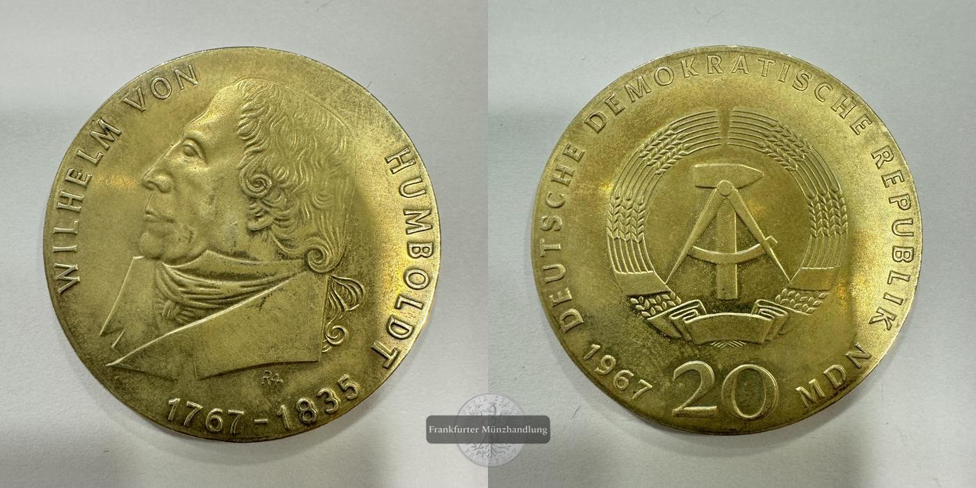  DDR 20 Mark (Wilhelm von Humboldt) 1967 FM-Frankfurt KM#18 Feinsilber: 16,72g   