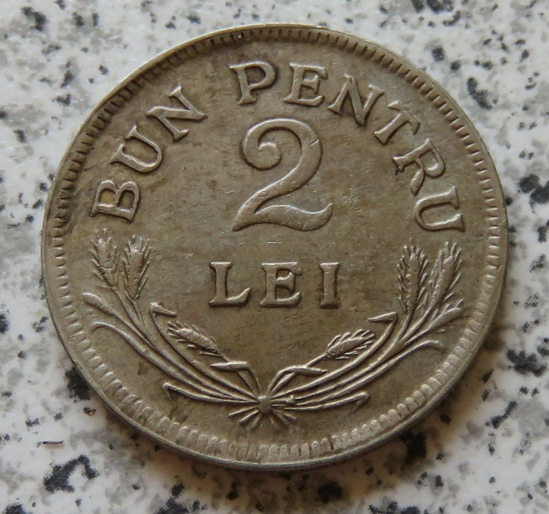  Rumänien 2 Lei 1924, Brüssel (kein Münzzeichen)   