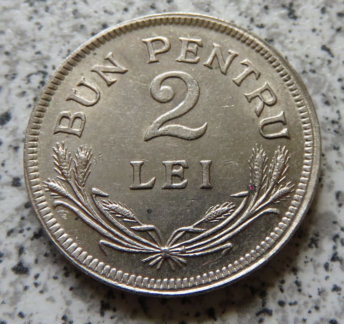  Rumänien 2 Lei 1924, Brüssel (kein Münzzeichen)   