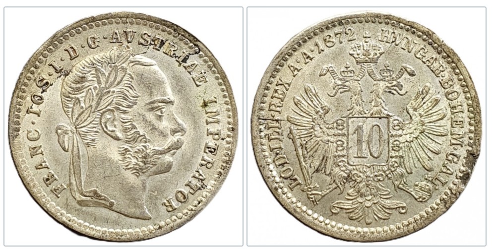  Österreich  10 Kreuzer, 1872 Silber 0,400   