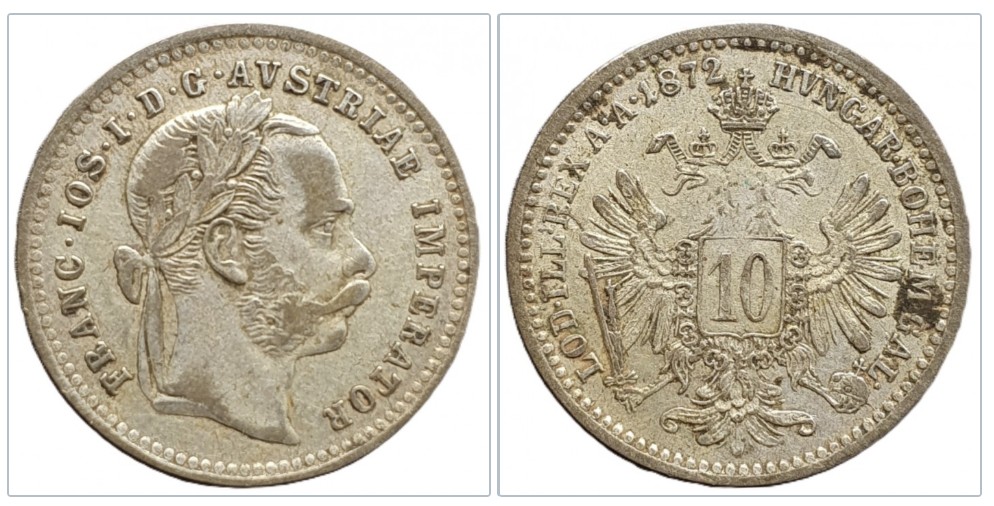  Österreich  10 Kreuzer, 1872 Silber 0,400   