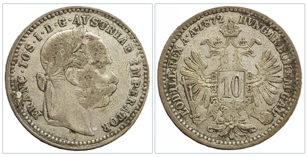  Österreich  10 Kreuzer, 1872 Silber 0,400   