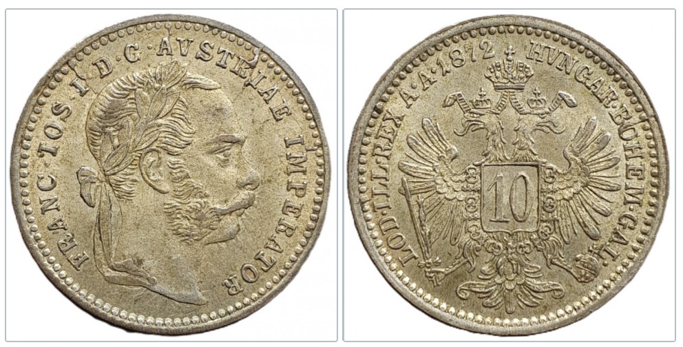  Österreich  10 Kreuzer, 1872 Silber 0,400   
