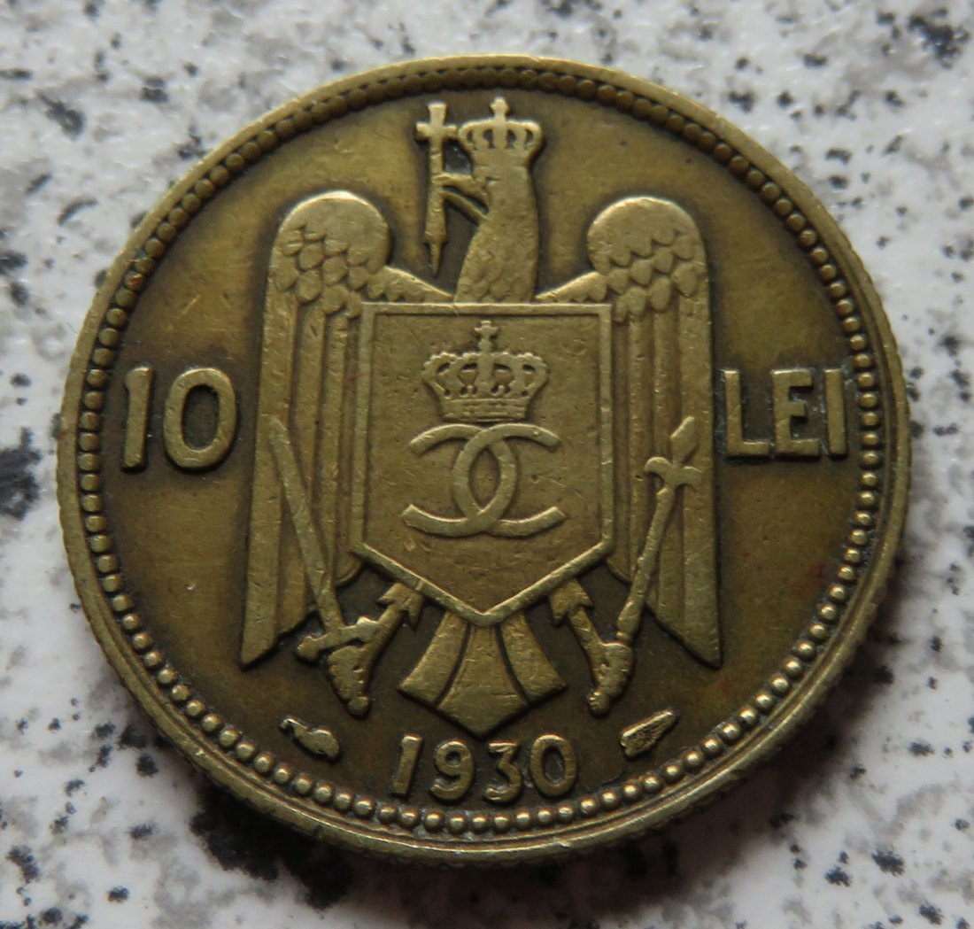  Rumänien 10 Lei 1930 Münzzeichen (Paris)   