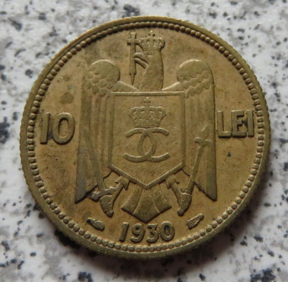  Rumänien 10 Lei 1930 Münzzeichen (Paris)   