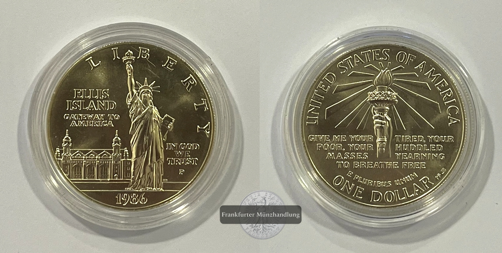  USA 1 Dollar 1986 Liberty - Freiheitsstatue auf Ellis Island KM#214  FM-Frankfurt Feinsilber: 26,70g   