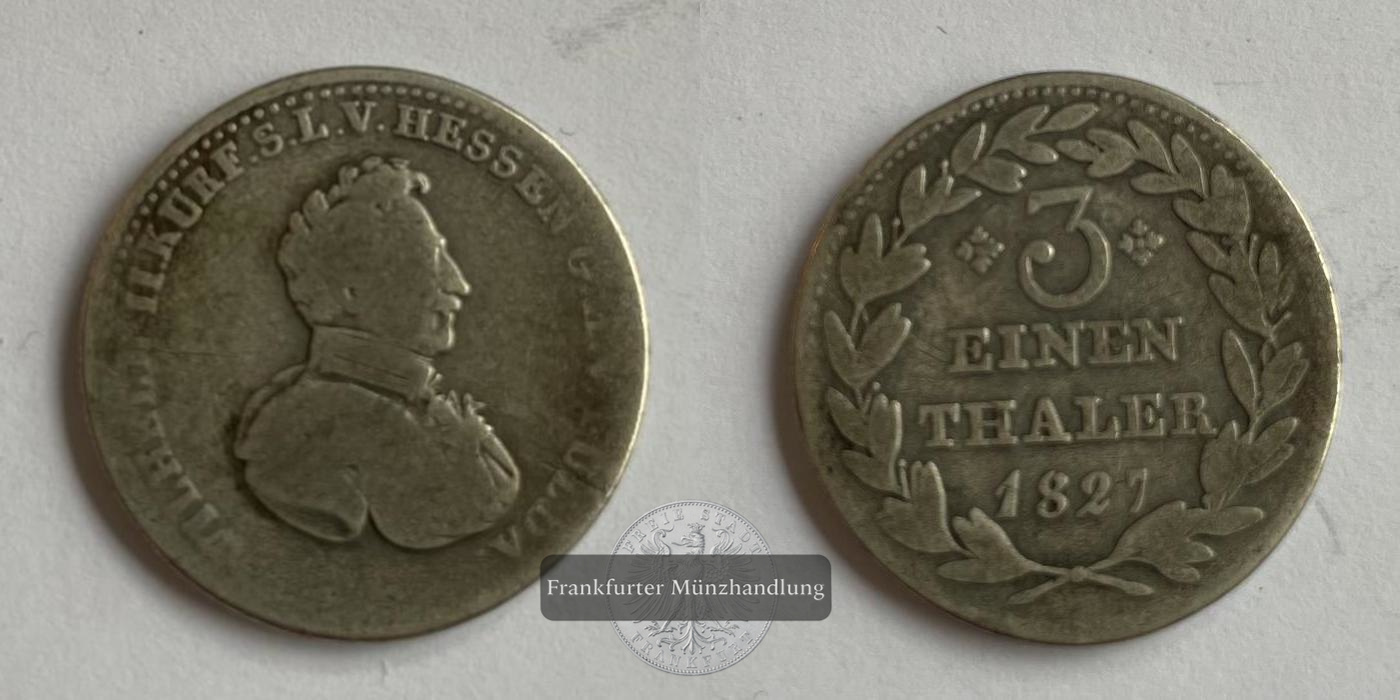  DE ⅓ Thaler 1827 William II  FM-Frankfurt KM#578 Feinsilber: 5,313g   
