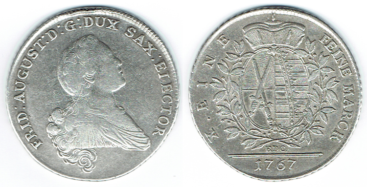  SZAIVERT ALTDEUTSCHLAND SACHSEN KURFÜRSTENTUM TALER 1767 FRIEDRICH AUGUST III   