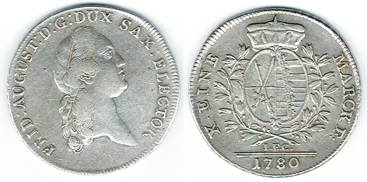  SZAIVERT ALTDEUTSCHLAND SACHSEN KURFÜRSTENTUM TALER 1780 FRIEDRICH AUGUST III   