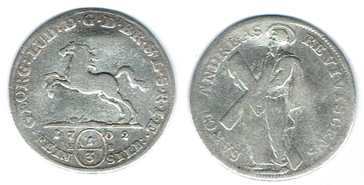  SZAIVERT ALTDEUTSCHLAND HANNOVER KURFÜRSTENTUM GEORG LUDWIG 1/3 TALER 1702   