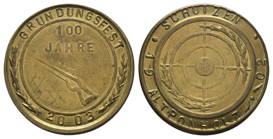  Bayern; Altonholz; Schützenmedaille 2003; Bronze, Ø 36 mm; 17 g   