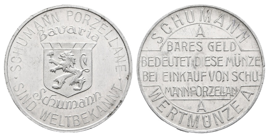  Bayern; Arzberg, Schumann Porzellane, Wertmünze: A; Menzel 726.1   