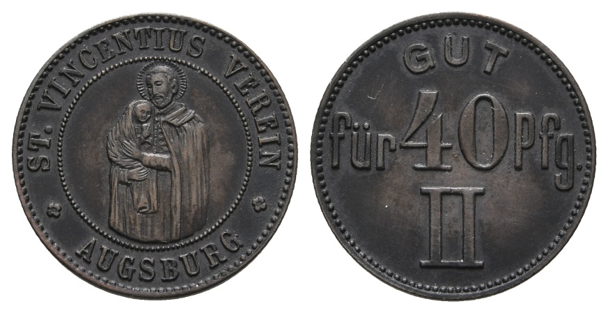  Bayern; Augsburg, St. Vincentius Verein, Gut für 40 Pfg. II; Menzel - (1081.?)   