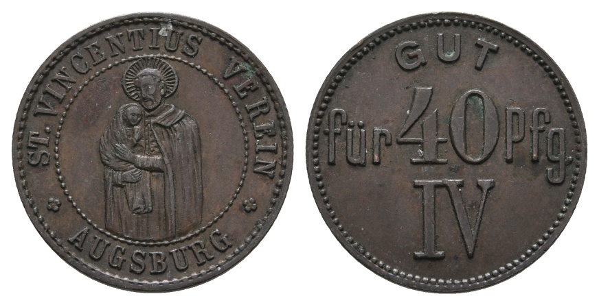  Bayern; Augsburg, St. Vincentius Verein, Gut für 40 Pfg. II; Menzel - (1081.?)   