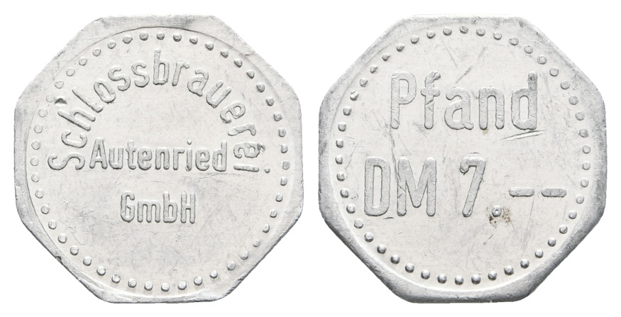  Bayern; Autenried GmbH Schlossbrauerei, Pfand DM 7.--; Menzel - (1143/1144)   