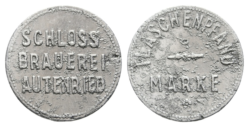  Bayern; Autenried, Schloss- Brauerei, Flaschenpfand Marke; Menzel 1143.1   