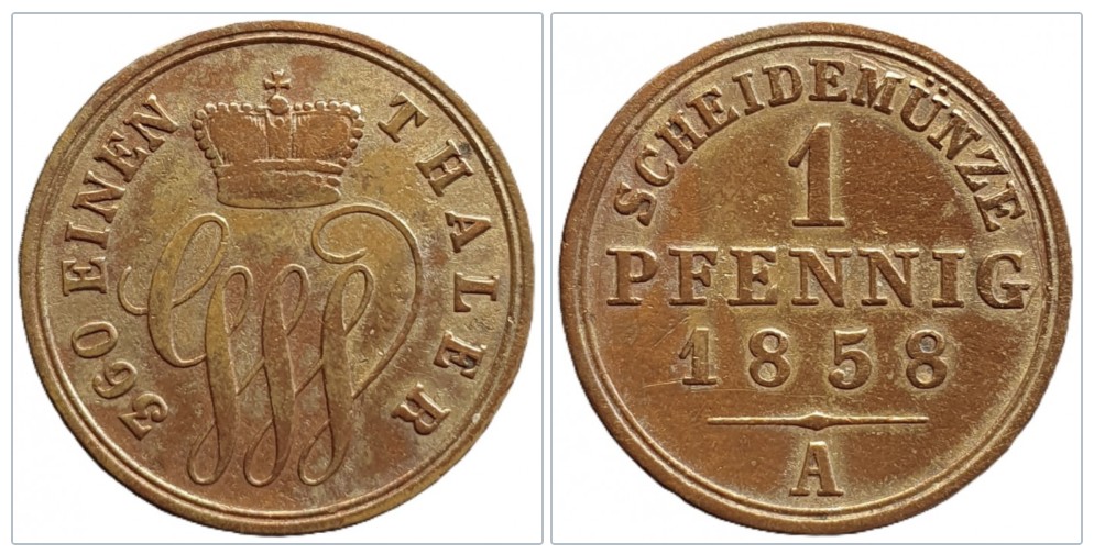  Fürstentum Schaumburg-Lippe (1807 - 1865)- 1 Pfennig 1858 Erhaltung   