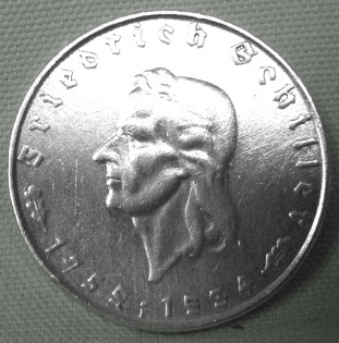  3. Reich, 2 RM 1934 F Schiller   