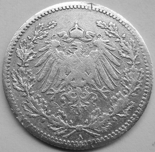  Kaiserreich, 50 Pfennig 1896 A, Jäger 15   