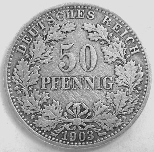  Kaiserreich, 50 Pfennig 1903 A, Jäger 15   