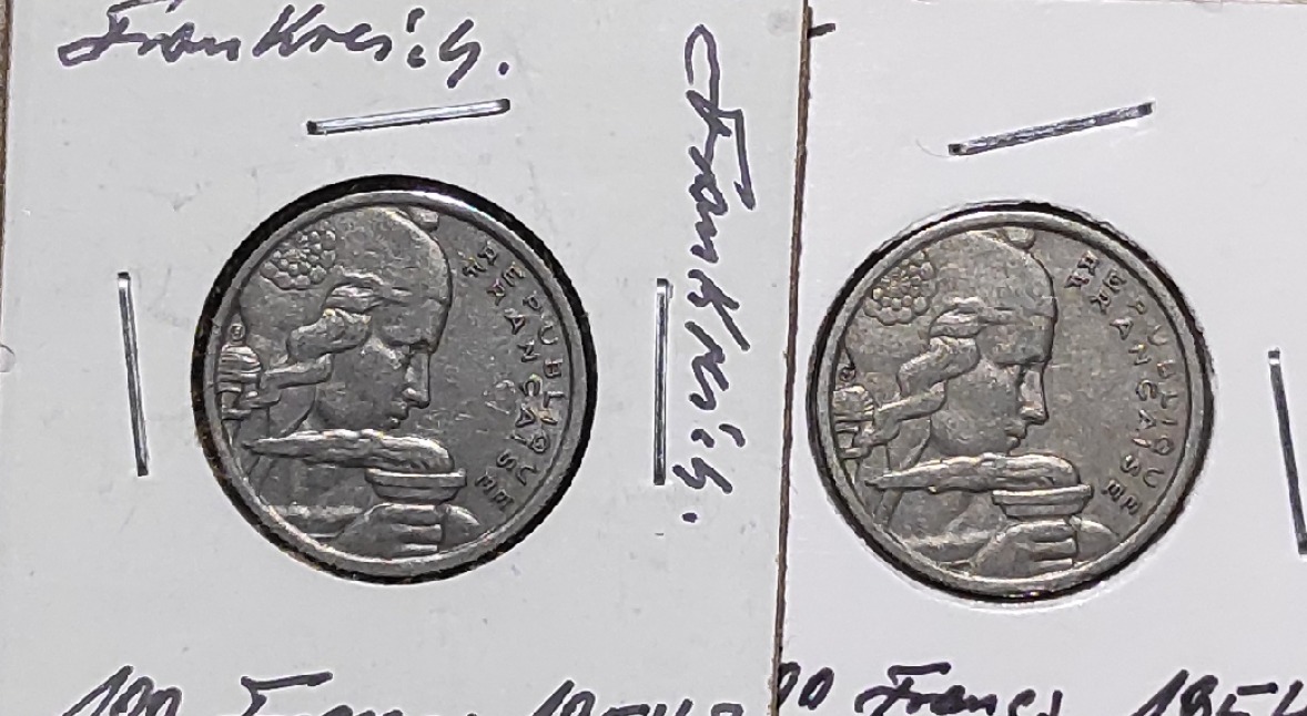  d025: Frankreich 2 x 100 Francs 1954   