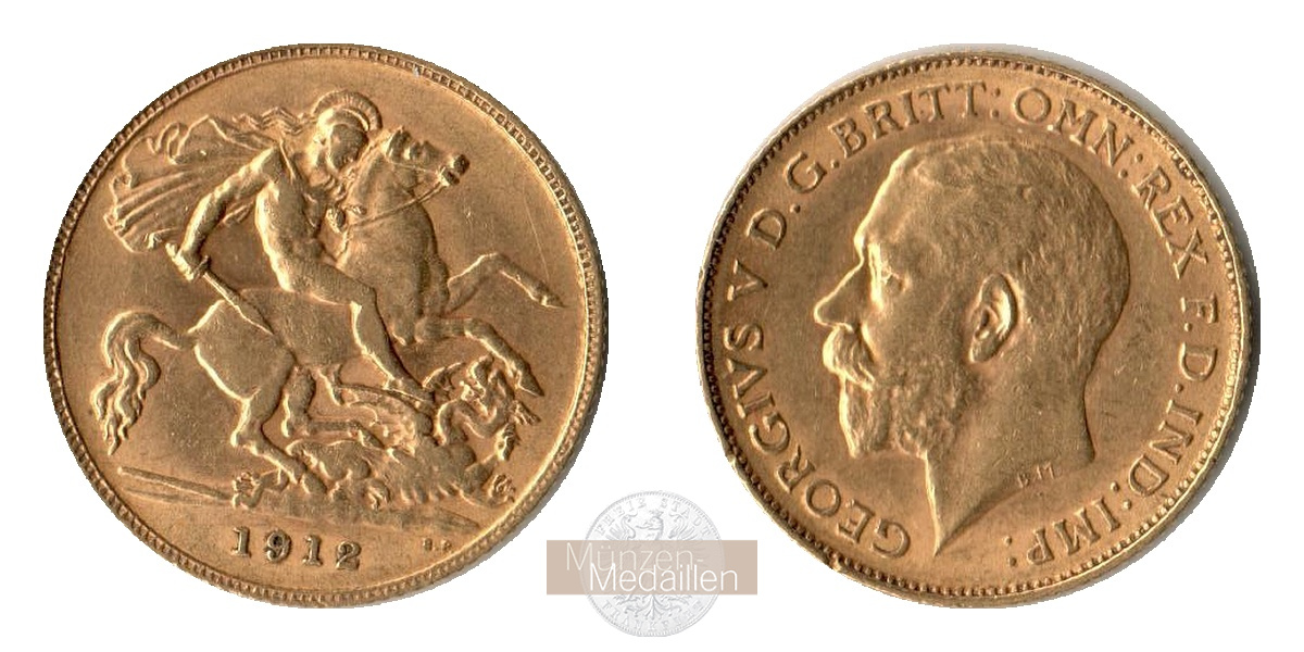 Grossbritannien, Georg V. (1910-1936) MM-Frankfurt Feingold: 3,66g 1/2 Sovereign 1912 