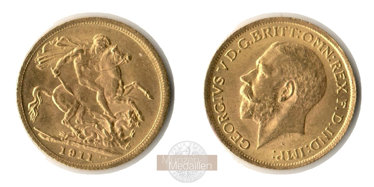  Australien 1 Sovereign George V 1911 (1911-1928) MM-Frankfurt KM#29 Feingold: 7,325g   