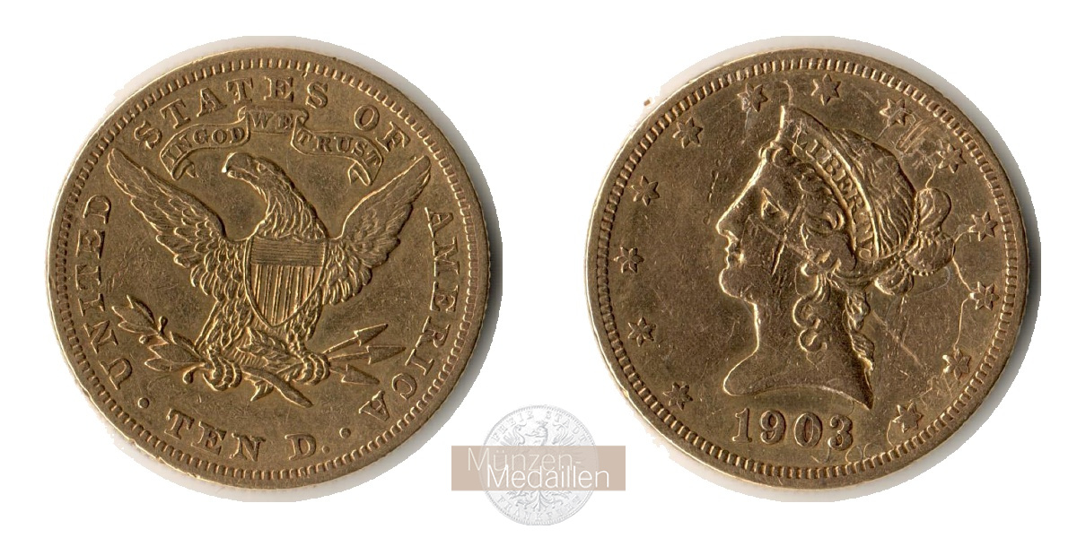 USA  10 Dollar  1903 MM-Frankfurt Feingold: 14,97g Liberty  