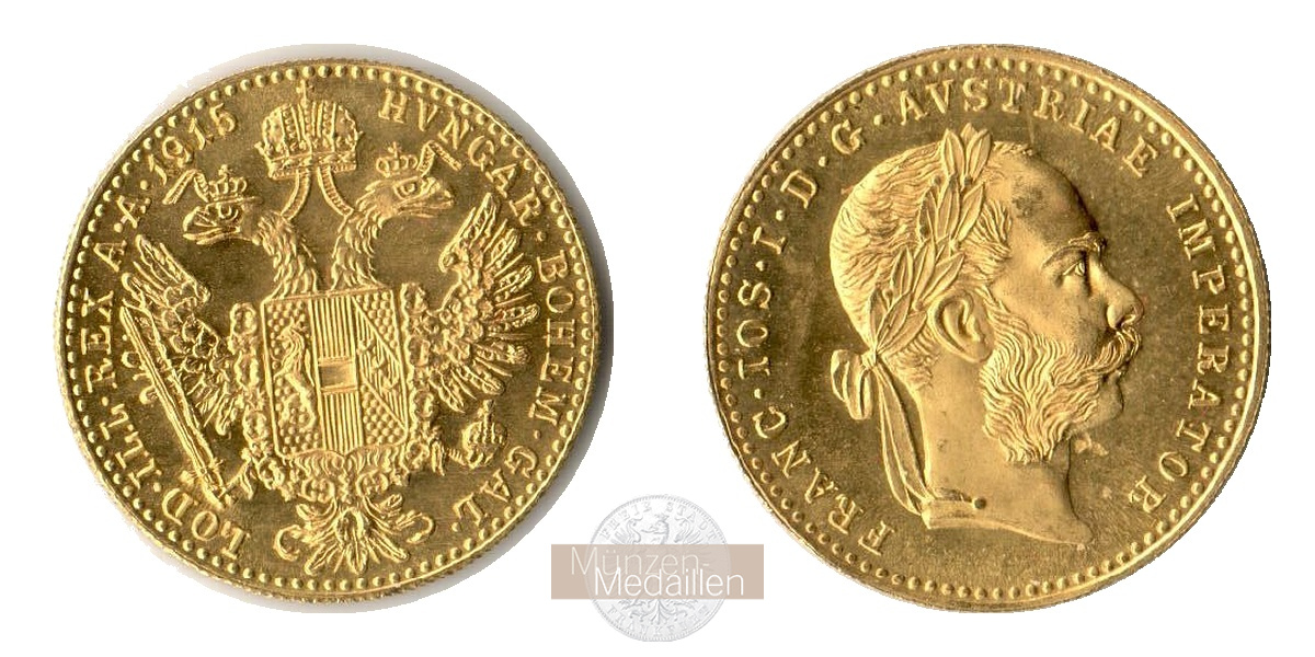 Österreich-Ungarn, Franz Joseph I. MM-Frankfurt Feingold: 3,44g Dukat 1915 NP 