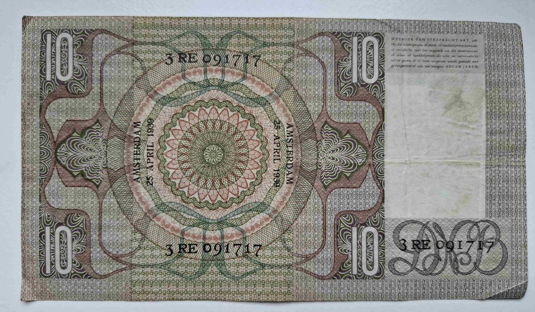  Niederlande 10 Gulden 1939 Alter Mann P.049   